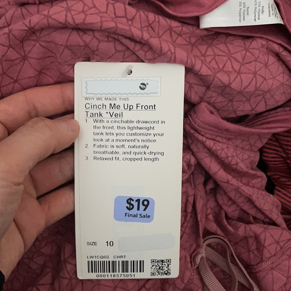 Lululemon cinch me up front tank